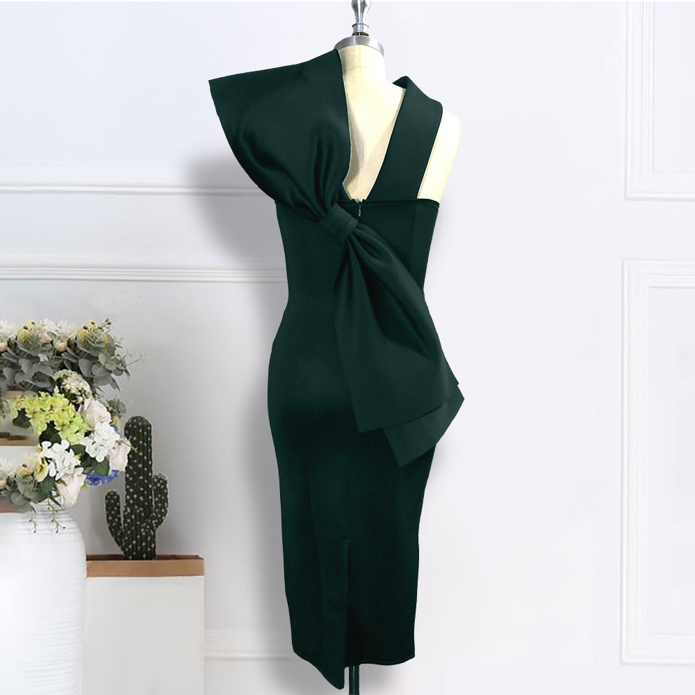 New Halter Sleeveless Bow High Waist Plus Size Slim Dress Women