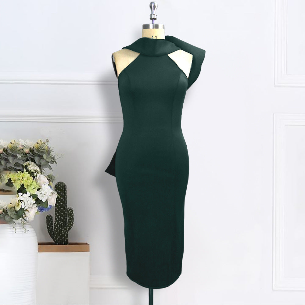 New Halter Sleeveless Bow High Waist Plus Size Slim Dress Women